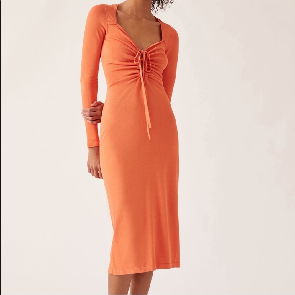 Callahan Orange Ruched Bodycon Dress